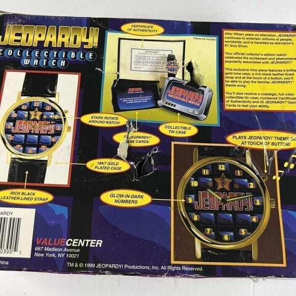 Jeopardy Game Show Collectible Watch includes All Pieces UnUsed Minor Box Damage - Picture 2 of 7